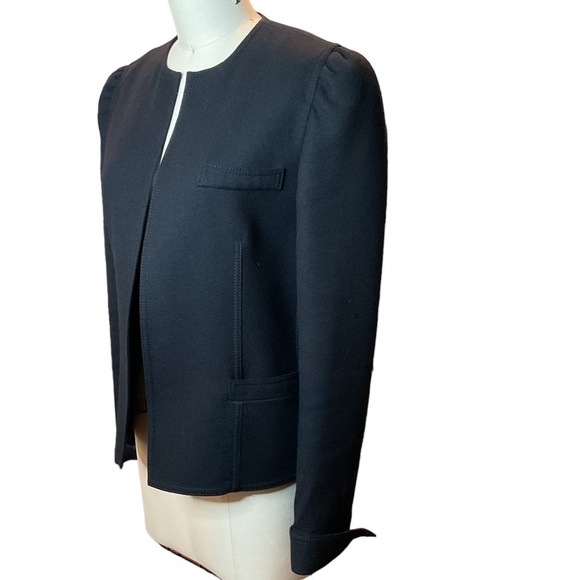 Vintage Louis Feraud Paris Black 100% Wool Open Boucle Blazer Size 40 Medium EUC - Picture 2 of 13